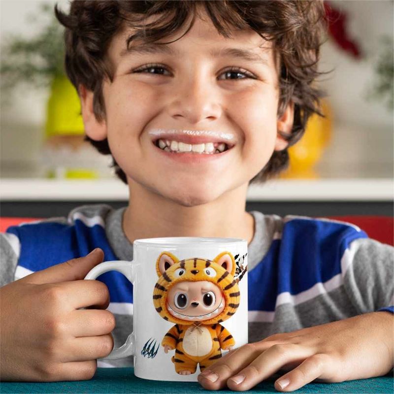 Casa si Gradina - Bucatarie si vesela - Cani si pahare - Cani si cesti - Cana Labubu Tigru Jungla CoolTrend, alba, 330ml - Infinity.ro