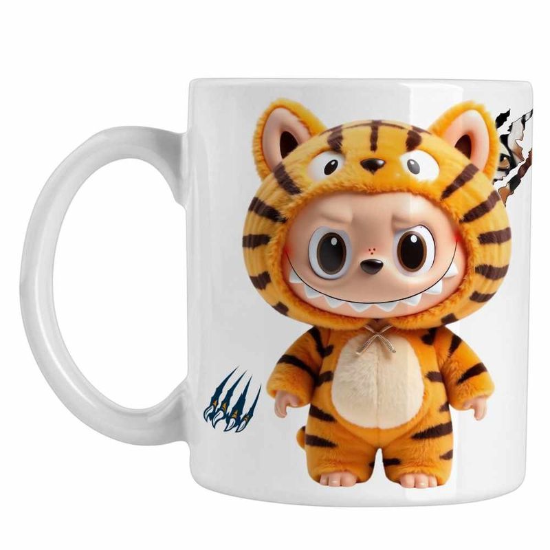 Casa si Gradina - Bucatarie si vesela - Cani si pahare - Cani si cesti - Cana Labubu Tigru Jungla CoolTrend, alba, 330ml - Infinity.ro
