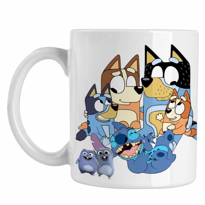 Casa si Gradina - Bucatarie si vesela - Cani si pahare - Cani si cesti - Cana Bluey Family Stitch Stich Bingo CoolTrend, alba, 330ml - Infinity.ro