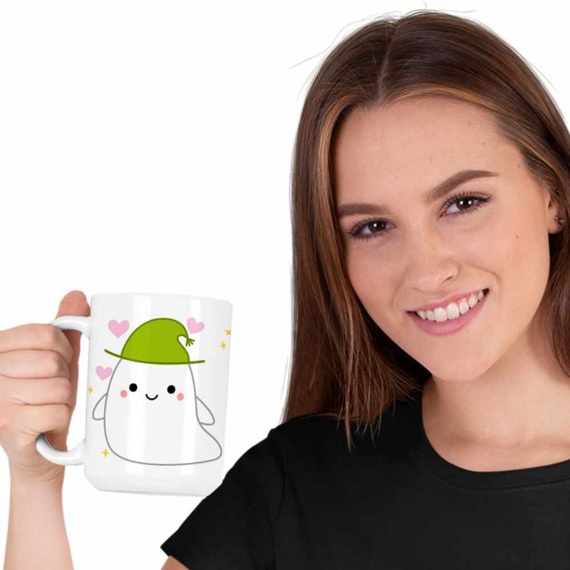 Casa si Gradina - Bucatarie si vesela - Cani si pahare - Cani si cesti - Cana Squishmallows Fantoma Halloween CoolTrend, alba, 330ml - Infinity.ro