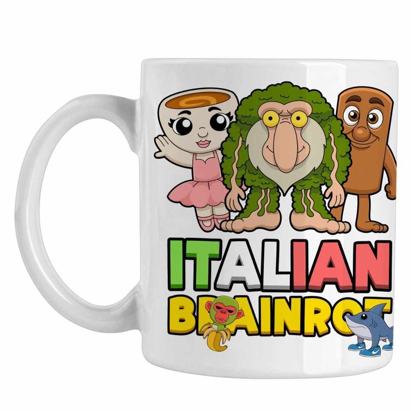 Casa si Gradina - Bucatarie si vesela - Cani si pahare - Cani si cesti - Cana Italian Patapim Sahur Ballerina Brainrot Brain Rot CoolTrend, alba, 330ml - Infinity.ro