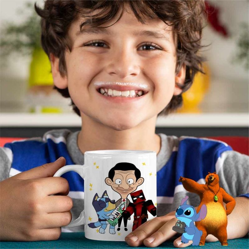 Casa si Gradina - Bucatarie si vesela - Cani si pahare - Cani si cesti - Cana Mr Bean Bluey Tiktok CoolTrend, alba, 330ml - Infinity.ro