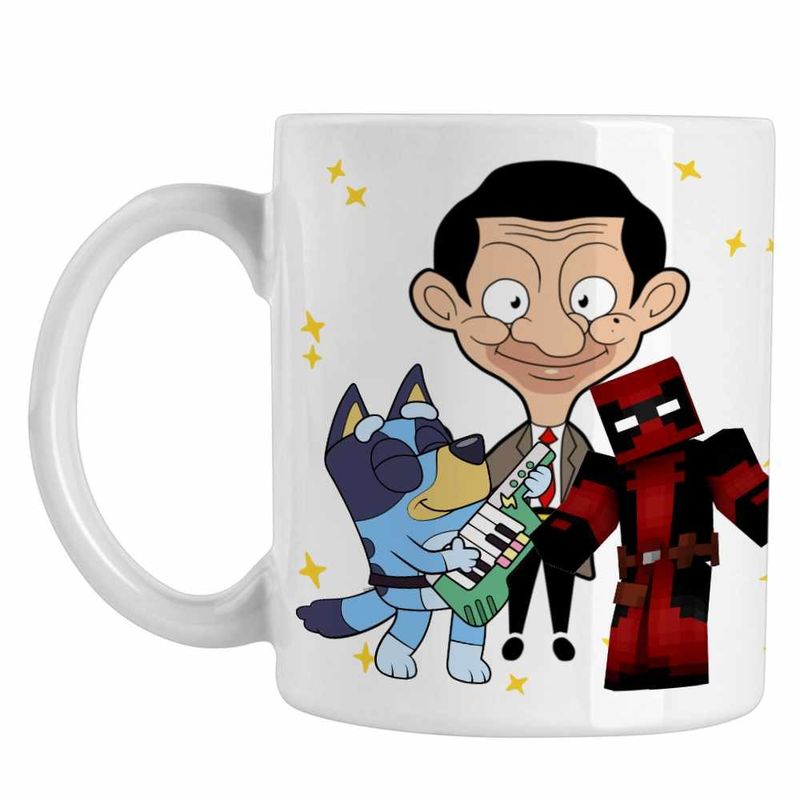 Casa si Gradina - Bucatarie si vesela - Cani si pahare - Cani si cesti - Cana Mr Bean Bluey Tiktok CoolTrend, alba, 330ml - Infinity.ro