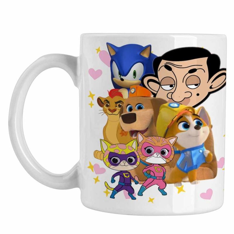 Casa si Gradina - Bucatarie si vesela - Cani si pahare - Cani si cesti - Cana Pupstruction Sonic Catelusi Constructori Mr Bean Super Pisicute Garda Felina Kion CoolTrend, alba, 330ml - Infinity.ro