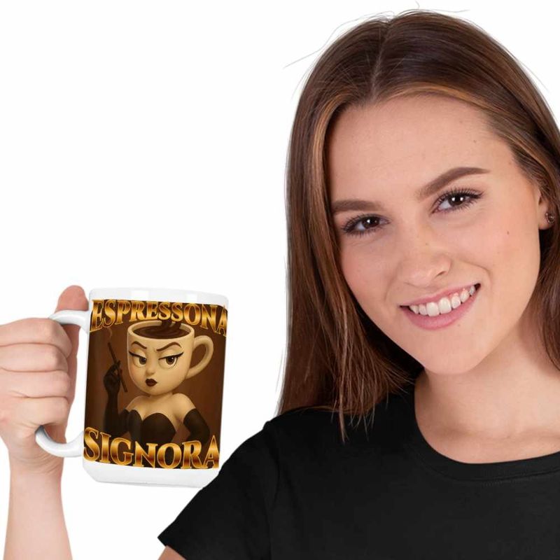 Casa si Gradina - Bucatarie si vesela - Cani si pahare - Cani si cesti - Cana Espressona Signora Brainrot Brain Rot CoolTrend, alba, 330ml - Infinity.ro