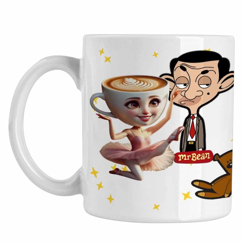 Casa si Gradina - Bucatarie si vesela - Cani si pahare - Cani si cesti - Cana Mr Bean Ballerina Capucina Meme CoolTrend, alba, 330ml - Infinity.ro