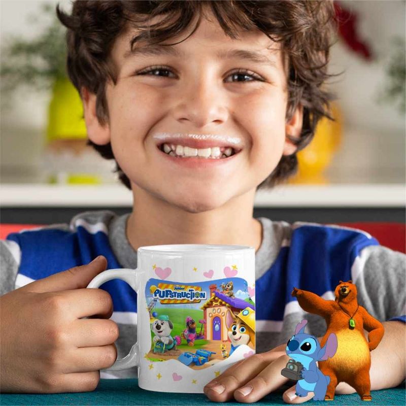 Casa si Gradina - Bucatarie si vesela - Cani si pahare - Cani si cesti - Cana Pupstruction Action Catelusi Constructori CoolTrend, alba, 330ml - Infinity.ro