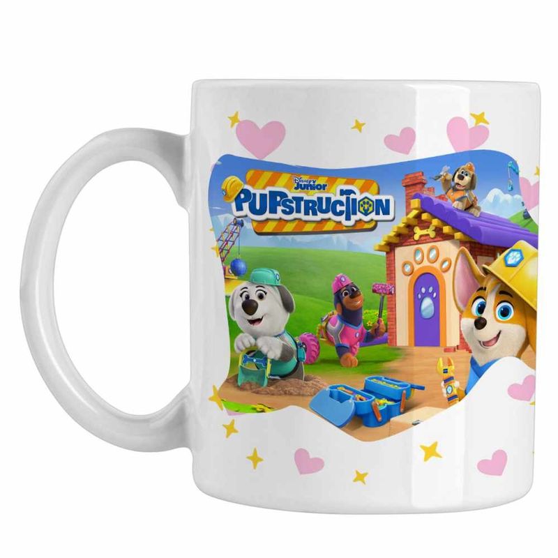 Casa si Gradina - Bucatarie si vesela - Cani si pahare - Cani si cesti - Cana Pupstruction Action Catelusi Constructori CoolTrend, alba, 330ml - Infinity.ro