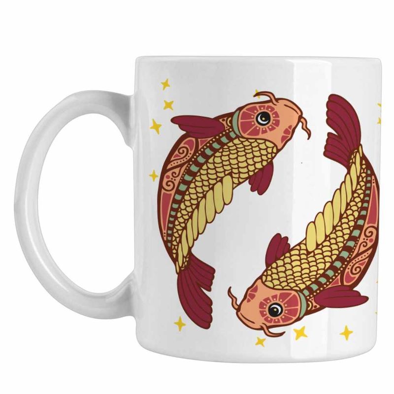 Casa si Gradina - Bucatarie si vesela - Cani si pahare - Cani si cesti - Cana Pesti Zodiac Horoscop Pisces Mandala Astrologie CoolTrend, alba, 330ml - Infinity.ro