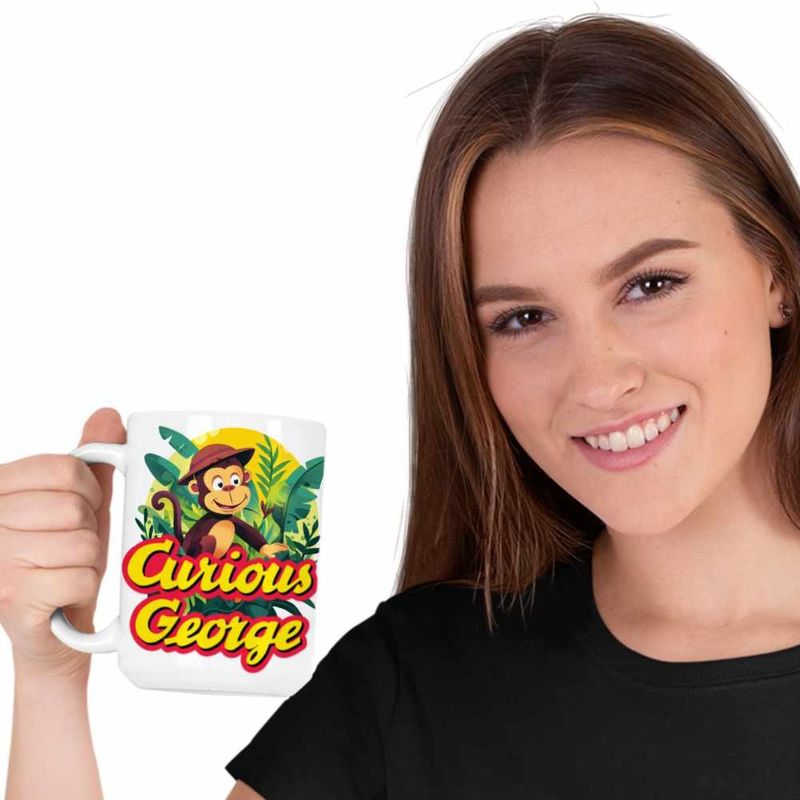 Casa si Gradina - Bucatarie si vesela - Cani si pahare - Cani si cesti - Cana Curiosul George Jungla Desene Animate CoolTrend, alba, 330ml - Infinity.ro