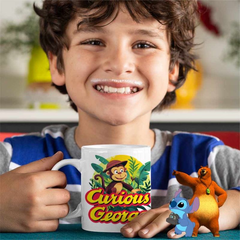Casa si Gradina - Bucatarie si vesela - Cani si pahare - Cani si cesti - Cana Curiosul George Jungla Desene Animate CoolTrend, alba, 330ml - Infinity.ro