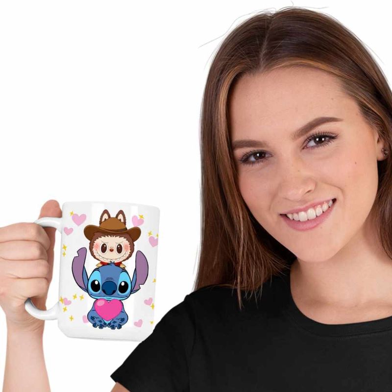 Casa si Gradina - Bucatarie si vesela - Cani si pahare - Cani si cesti - Cana Stich Labubu Meme CoolTrend, alba, 330ml - Infinity.ro