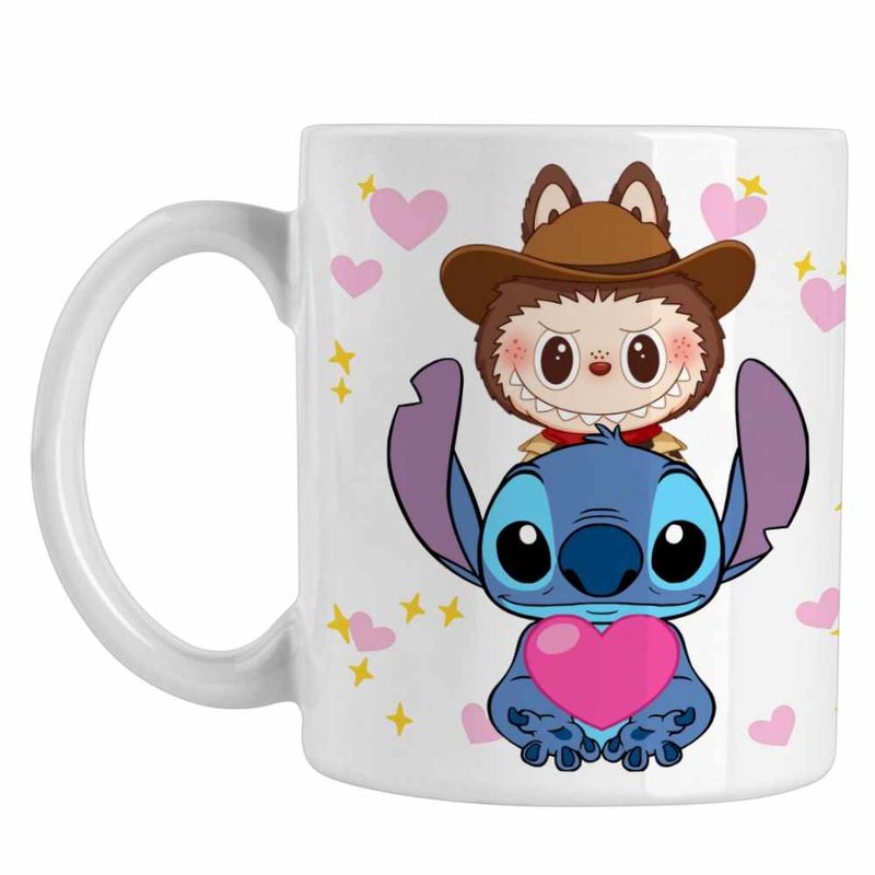 Casa si Gradina - Bucatarie si vesela - Cani si pahare - Cani si cesti - Cana Stich Labubu Meme CoolTrend, alba, 330ml - Infinity.ro