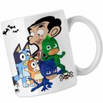 Casa si Gradina - Bucatarie si vesela - Cani si pahare - Cani si cesti - Cana Bluey Mr Bean Eroii in Pijama Pj Masks CoolTrend, alba, 330ml - Infinity.ro