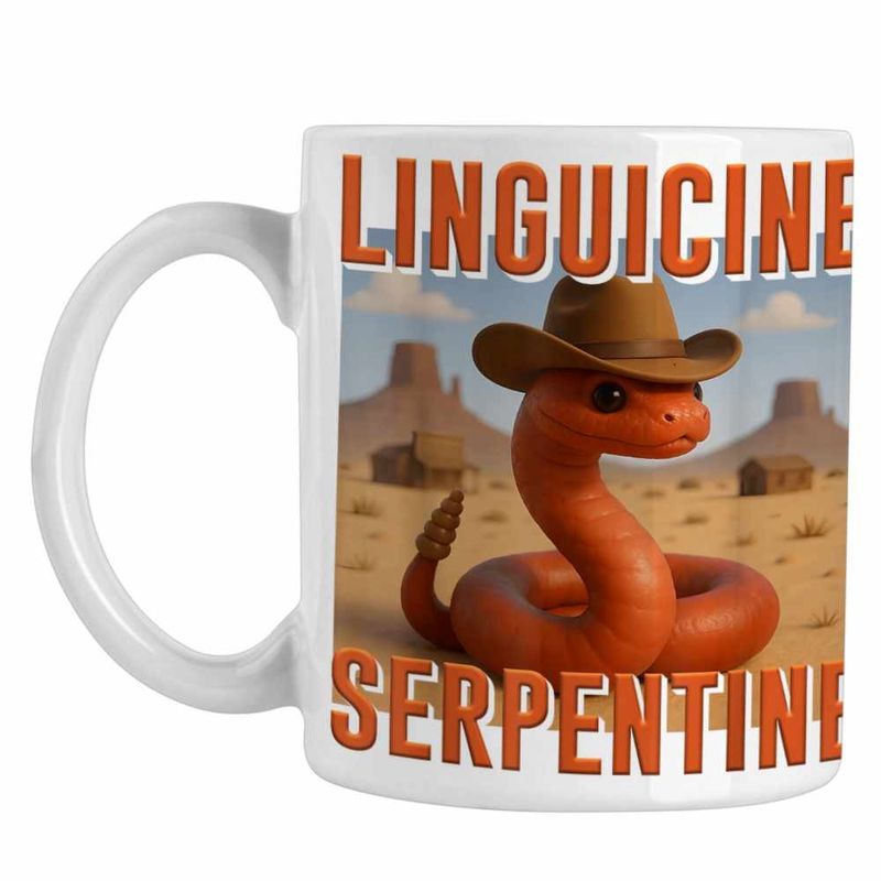Casa si Gradina - Bucatarie si vesela - Cani si pahare - Cani si cesti - Cana Linguicine Serpentine Brainrot Brain Rot CoolTrend, alba, 330ml - Infinity.ro
