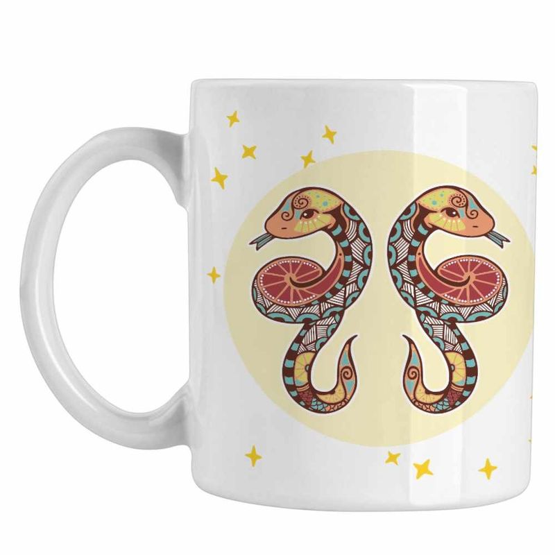 Casa si Gradina - Bucatarie si vesela - Cani si pahare - Cani si cesti - Cana Gemeni Zodiac Horoscop Gemini Mandala Astrologie Serpi CoolTrend, alba, 330ml - Infinity.ro