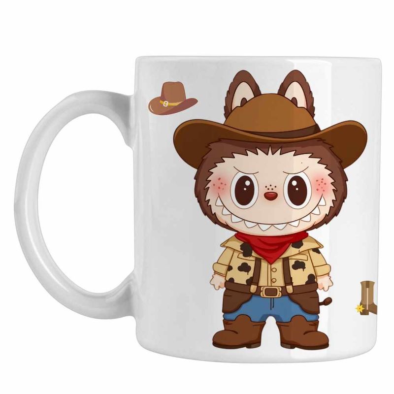 Casa si Gradina - Bucatarie si vesela - Cani si pahare - Cani si cesti - Cana Labubu Cowboy, CoolTrend, alba, 330ml - Infinity.ro