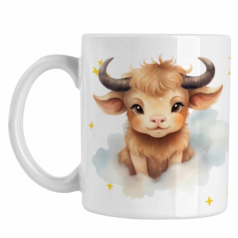 Casa si Gradina - Bucatarie si vesela - Cani si pahare - Cani si cesti - Cana Taur Baby Zodiac Horoscop Taurus Astrologie CoolTrend, alba, 330ml - Infinity.ro