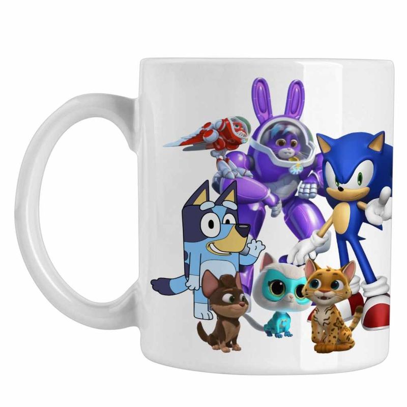 Casa si Gradina - Bucatarie si vesela - Cani si pahare - Cani si cesti - Cana Robogobo Bluey Sonic Super Pisicute CoolTrend, alba, 330ml - Infinity.ro