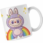 Casa si Gradina - Bucatarie si vesela - Cani si pahare - Cani si cesti - Cana Labubu Rainbow Mood CoolTrend, alba, 330ml - Infinity.ro
