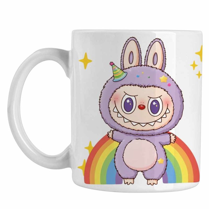 Casa si Gradina - Bucatarie si vesela - Cani si pahare - Cani si cesti - Cana Labubu Rainbow Mood CoolTrend, alba, 330ml - Infinity.ro