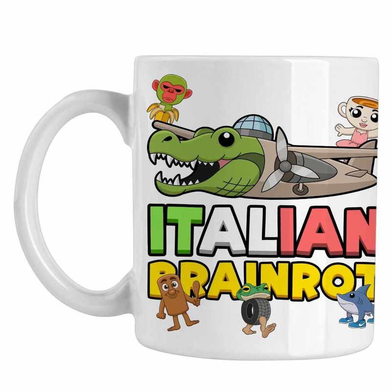 Casa si Gradina - Bucatarie si vesela - Cani si pahare - Cani si cesti - Cana Italian Bombardilo Crocodilo Brain Rot Brainrot CoolTrend, alba, 330ml - Infinity.ro
