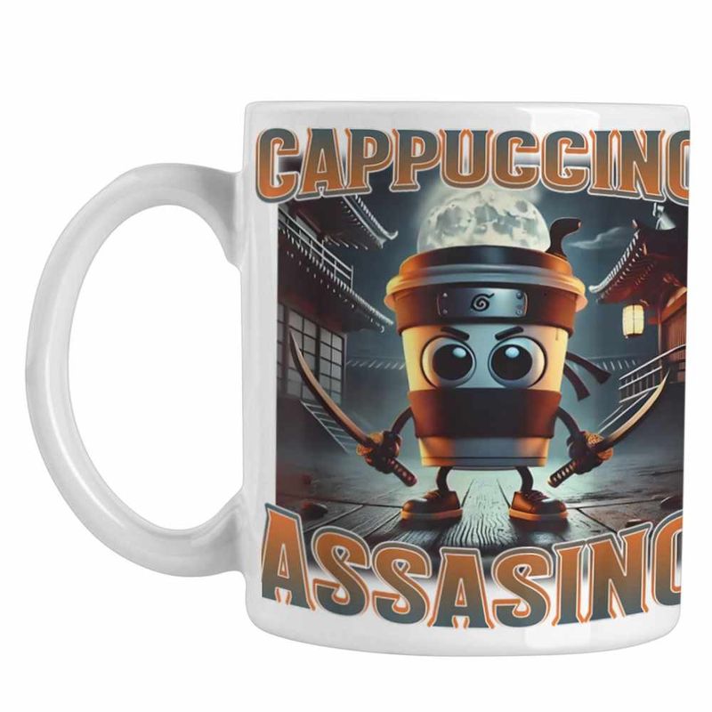 Casa si Gradina - Bucatarie si vesela - Cani si pahare - Cani si cesti - Cana Italian Cappuccino Assassino Brainrot CoolTrend, alba, 330ml - Infinity.ro