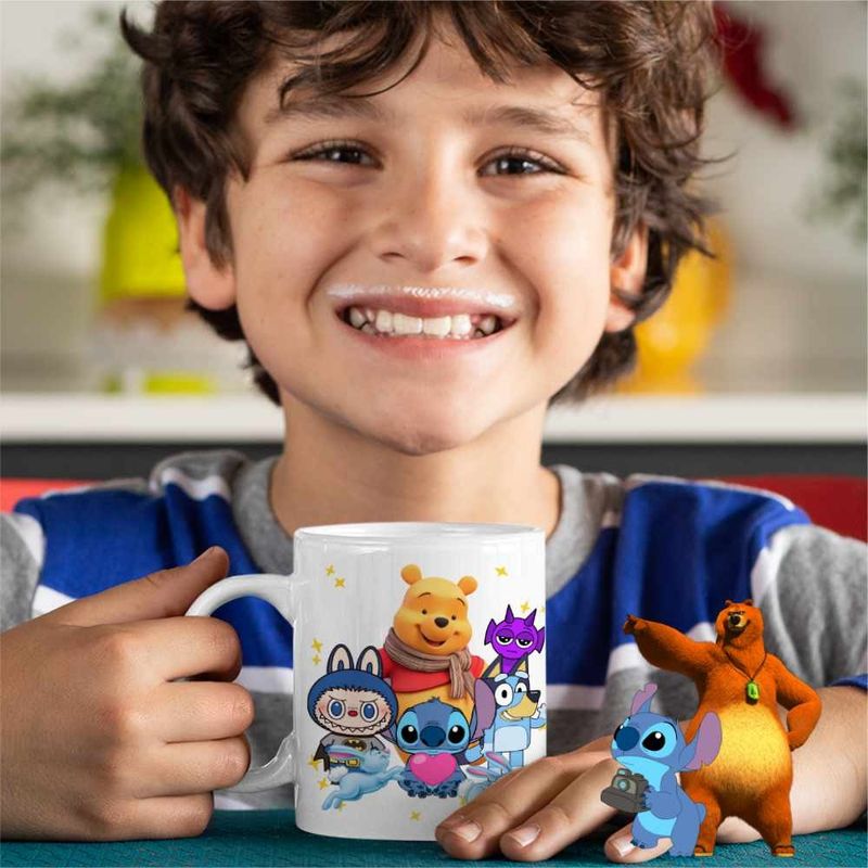 Casa si Gradina - Bucatarie si vesela - Cani si pahare - Cani si cesti - Cana Winnie Labubu Stitch Bluey Sprunki Batman CoolTrend, alba, 330ml - Infinity.ro