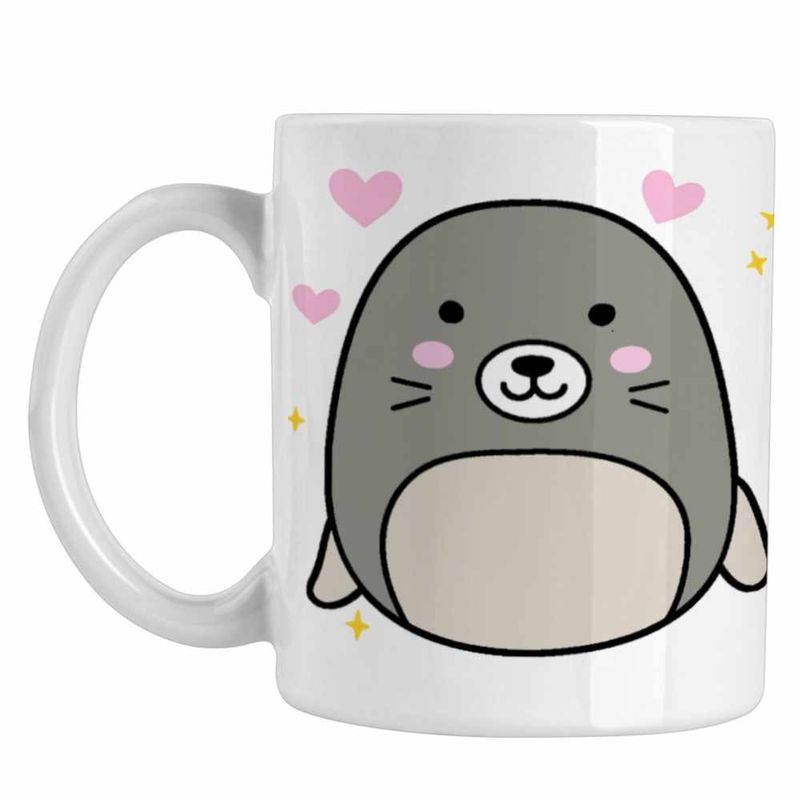 Casa si Gradina - Bucatarie si vesela - Cani si pahare - Cani si cesti - Cana Squishmallows Foca Squad CoolTrend, alba, 330ml - Infinity.ro