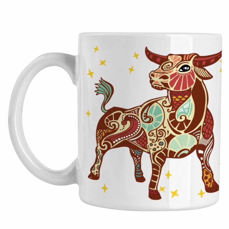 Casa si Gradina - Bucatarie si vesela - Cani si pahare - Cani si cesti - Cana Taur Zodiac Horoscop Taurus Mandala Astrologie CoolTrend, alba, 330ml - Infinity.ro