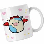 Casa si Gradina - Bucatarie si vesela - Cani si pahare - Cani si cesti - Cana Squishmallows Porc Liliac CoolTrend, alba, 330ml - Infinity.ro