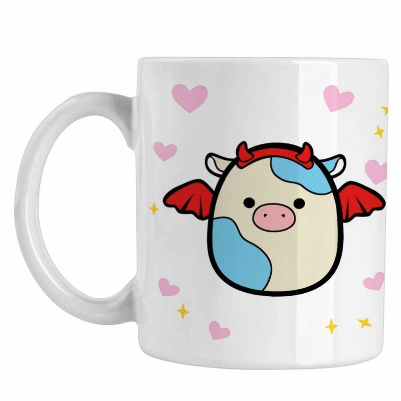 Casa si Gradina - Bucatarie si vesela - Cani si pahare - Cani si cesti - Cana Squishmallows Porc Liliac CoolTrend, alba, 330ml - Infinity.ro