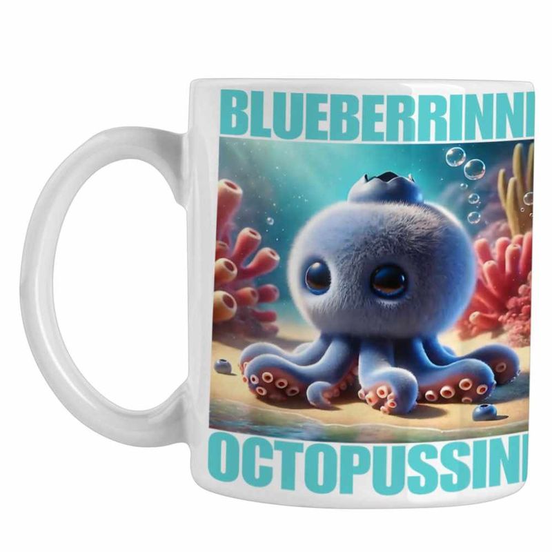 Casa si Gradina - Bucatarie si vesela - Cani si pahare - Cani si cesti - Cana Blueberrinni Octopussini Italian Meme Brainrot Brain Rot CoolTrend, alba, 330ml - Infinity.ro