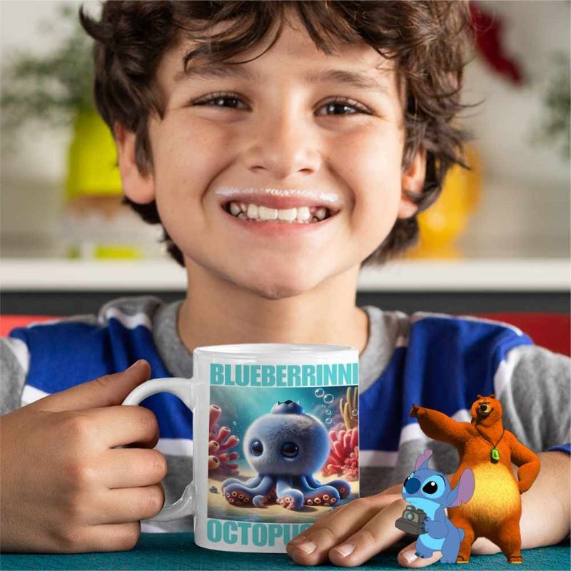 Casa si Gradina - Bucatarie si vesela - Cani si pahare - Cani si cesti - Cana Blueberrinni Octopussini Italian Meme Brainrot Brain Rot CoolTrend, alba, 330ml - Infinity.ro