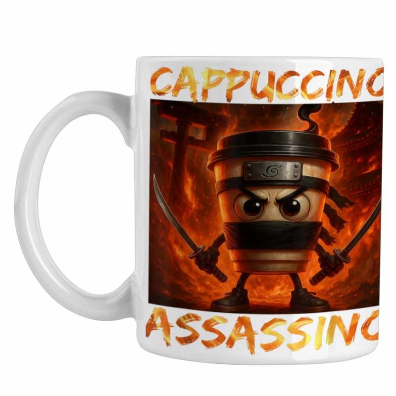 Casa si Gradina - Bucatarie si vesela - Cani si pahare - Cani si cesti - Cana Italia Cappuccino Assassino Brainrot CoolTrend, alba, 330ml - Infinity.ro