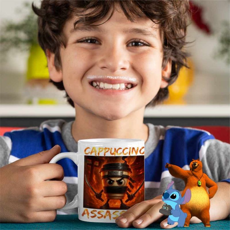 Casa si Gradina - Bucatarie si vesela - Cani si pahare - Cani si cesti - Cana Italia Cappuccino Assassino Brainrot CoolTrend, alba, 330ml - Infinity.ro