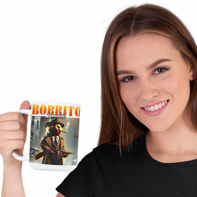 Casa si Gradina - Bucatarie si vesela - Cani si pahare - Cani si cesti - Cana Borrito Bandito Italian Meme Brainrot Brain Rot CoolTrend, alba, 330ml - Infinity.ro