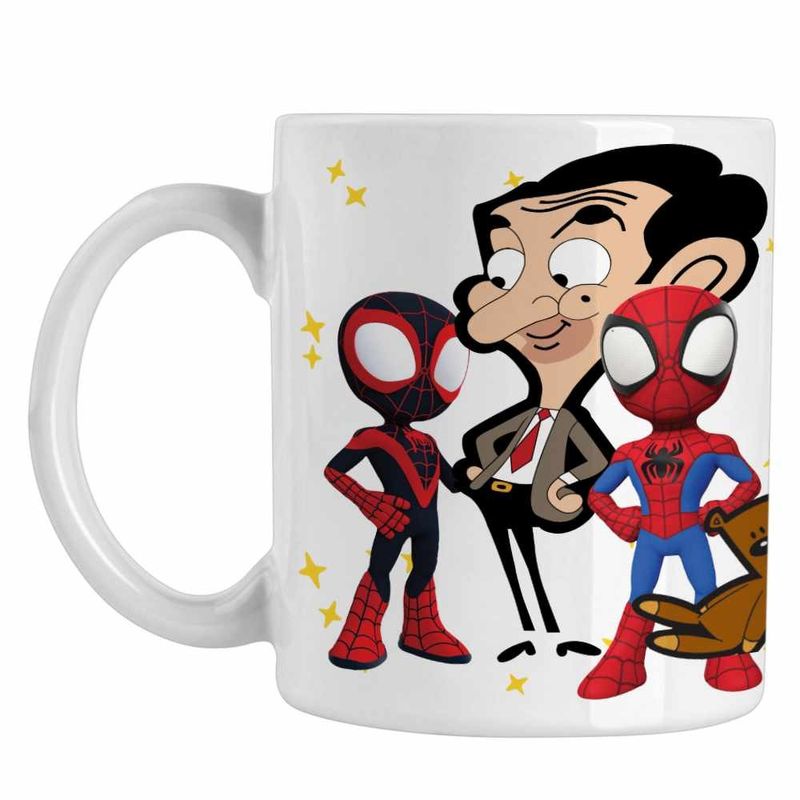 Casa si Gradina - Bucatarie si vesela - Cani si pahare - Cani si cesti - Cana Mr Bean Paienjenel Spiderman CoolTrend, alba, 330ml - Infinity.ro
