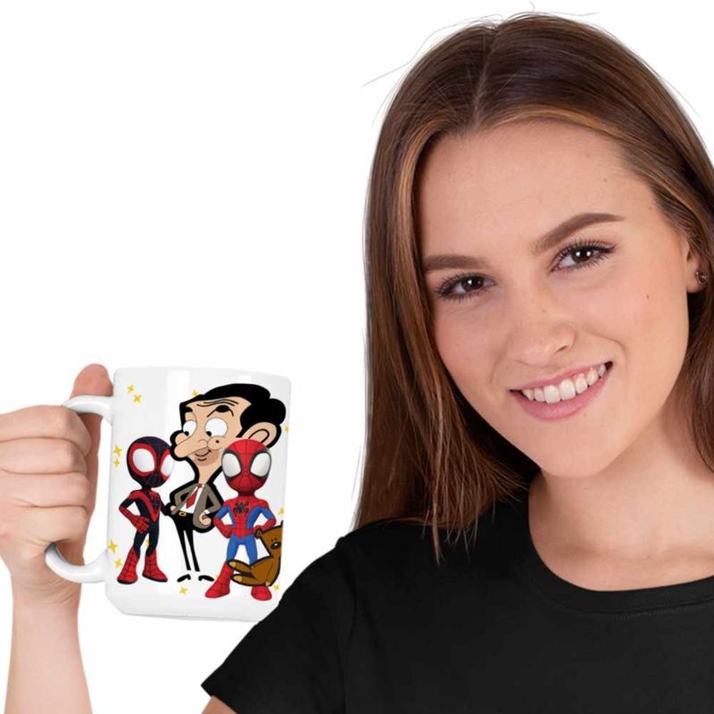 Casa si Gradina - Bucatarie si vesela - Cani si pahare - Cani si cesti - Cana Mr Bean Paienjenel Spiderman CoolTrend, alba, 330ml - Infinity.ro