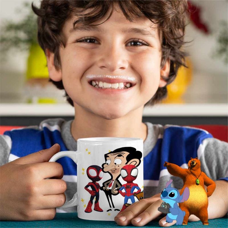 Casa si Gradina - Bucatarie si vesela - Cani si pahare - Cani si cesti - Cana Mr Bean Paienjenel Spiderman CoolTrend, alba, 330ml - Infinity.ro