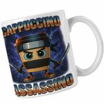 Casa si Gradina - Bucatarie si vesela - Cani si pahare - Cani si cesti - Cana Cappuccino Assassino Ninja Brainrot CoolTrend, alba, 330ml - Infinity.ro