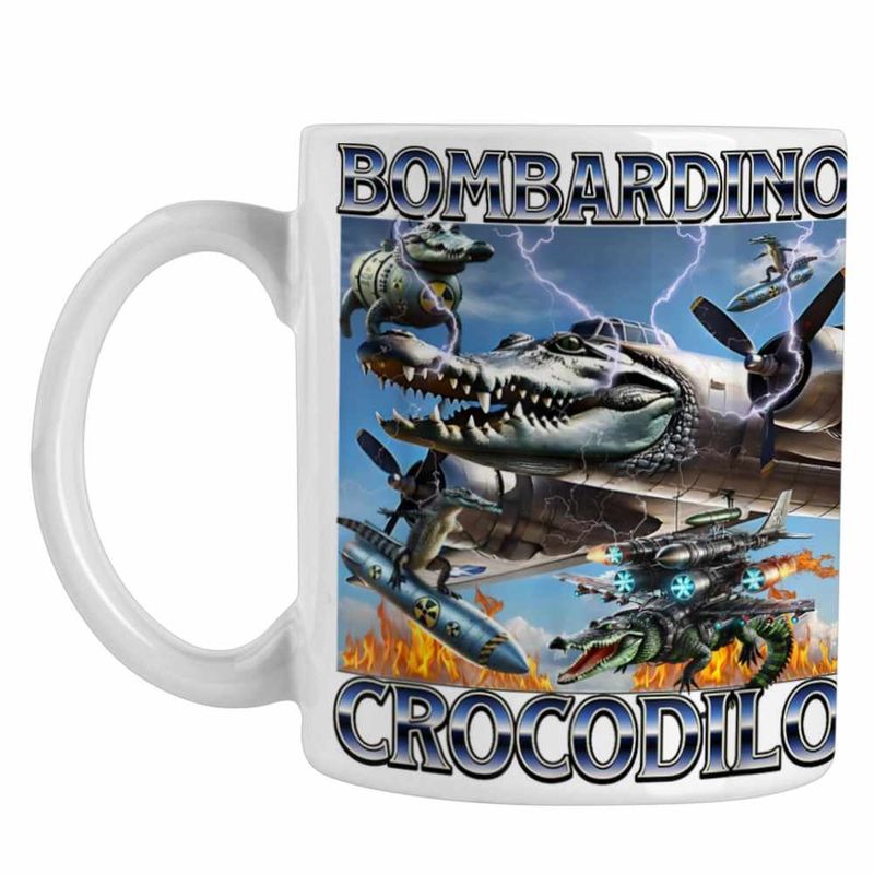 Casa si Gradina - Bucatarie si vesela - Cani si pahare - Cani si cesti - Cana Bombardino Crocodilo Nuclear Brainrot Meme CoolTrend, alba, 330ml - Infinity.ro