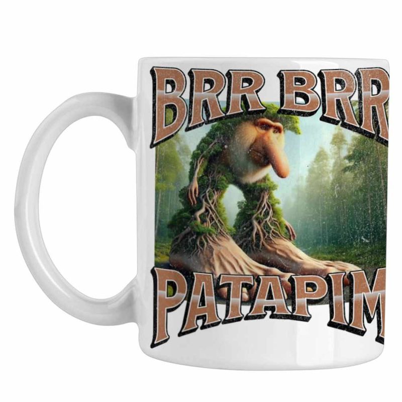 Casa si Gradina - Bucatarie si vesela - Cani si pahare - Cani si cesti - Cana Brr Brr Patapim Italian Tree Brainrot Meme CoolTrend, alba, 330ml - Infinity.ro