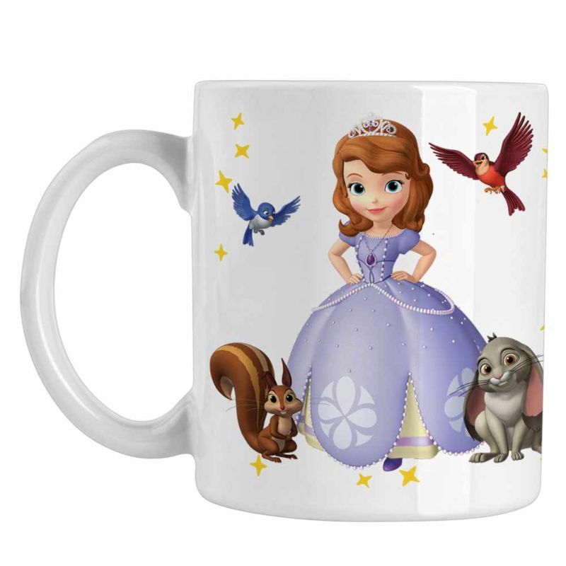 Casa si Gradina - Bucatarie si vesela - Cani si pahare - Cani si cesti - Cana Sofia Intai Veverita Iepuras Pasari, Sofia First CoolTrend, alba, 330ml - Infinity.ro