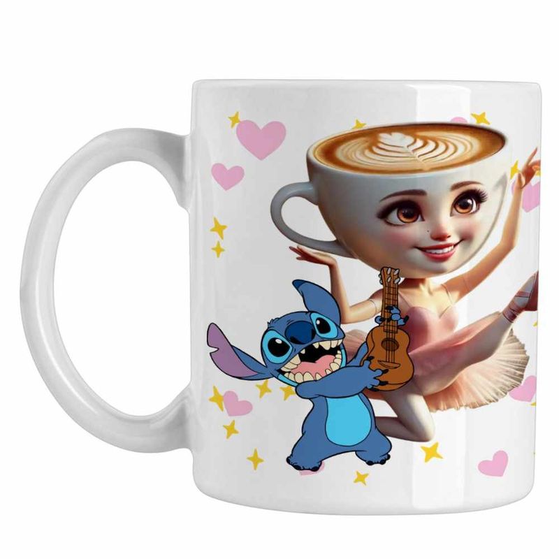 Casa si Gradina - Bucatarie si vesela - Cani si pahare - Cani si cesti - Cana Stitch Balerina Cappucina Tiktok CoolTrend, alba, 330ml - Infinity.ro