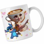 Casa si Gradina - Bucatarie si vesela - Cani si pahare - Cani si cesti - Cana Stitch Balerina Cappucina Tiktok CoolTrend, alba, 330ml - Infinity.ro