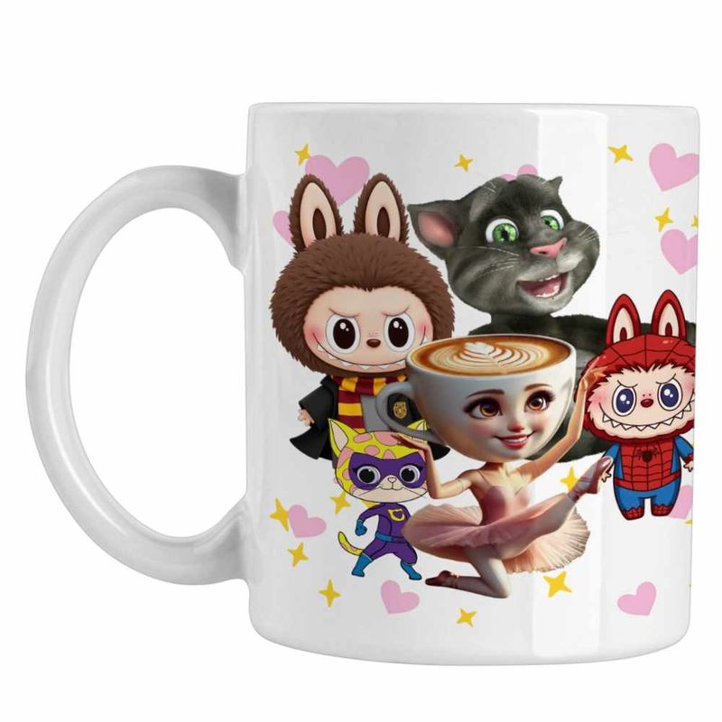 Casa si Gradina - Bucatarie si vesela - Cani si pahare - Cani si cesti - Cana Talking Tom Labubu Harry Potter Balerina Spiderman CoolTrend, alba, 330ml - Infinity.ro