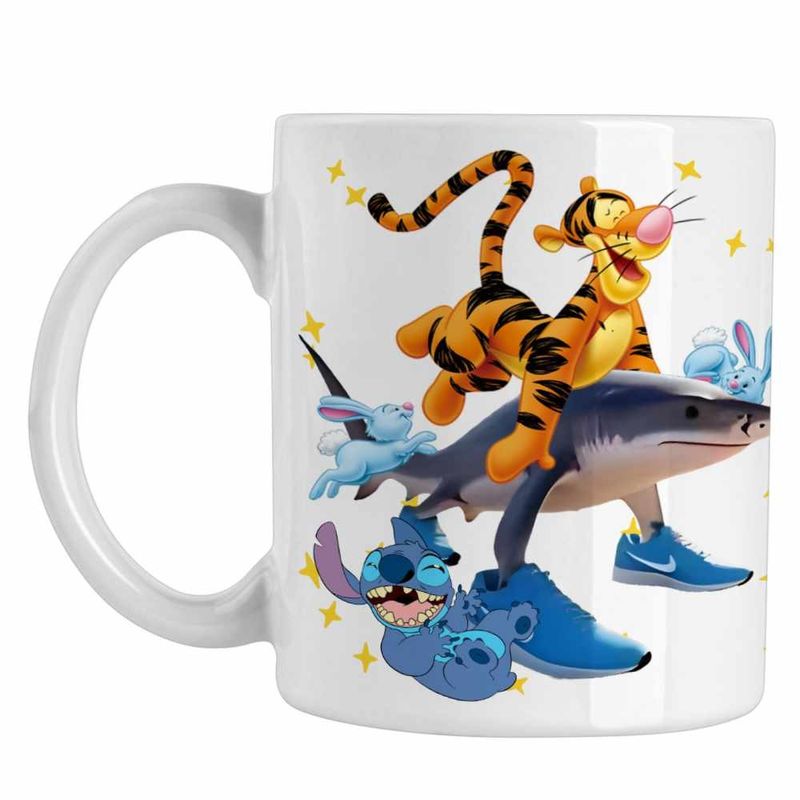 Casa si Gradina - Bucatarie si vesela - Cani si pahare - Cani si cesti - Cana Tigger Tralalero Tralala Stitch Tigru Rechin CoolTrend, alba, 330ml - Infinity.ro