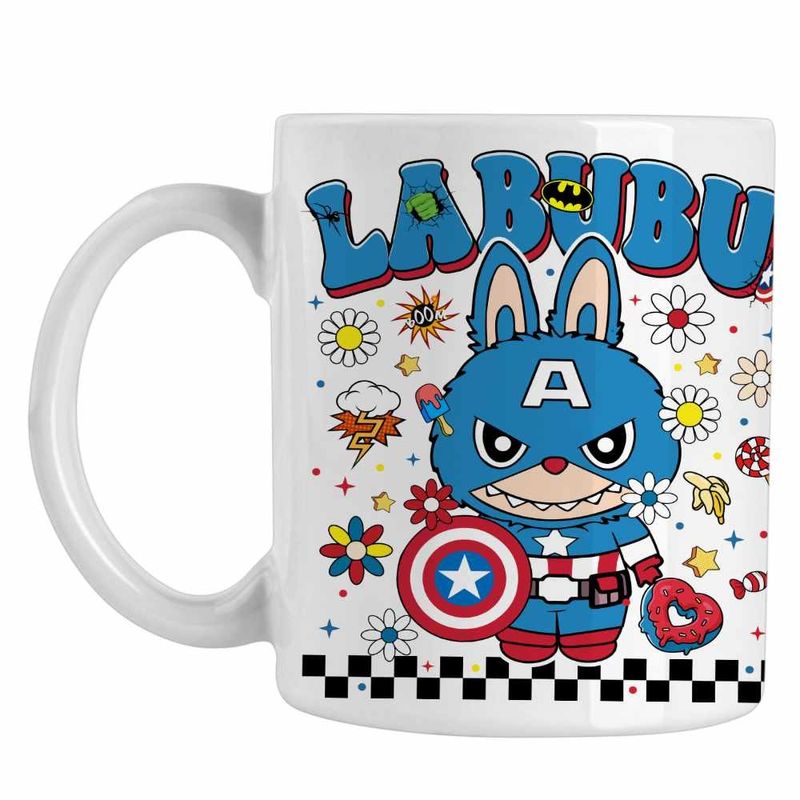 Casa si Gradina - Bucatarie si vesela - Cani si pahare - Cani si cesti - Cana Labubu Captain America CoolTrend, alba, 330ml - Infinity.ro