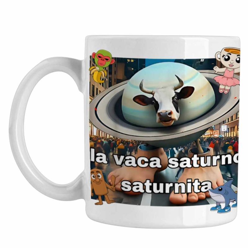 Casa si Gradina - Bucatarie si vesela - Cani si pahare - Cani si cesti - Cana Vaca Saturno Saturnita Italian Meme Brainrot Brain Rot CoolTrend, alba, 330ml - Infinity.ro